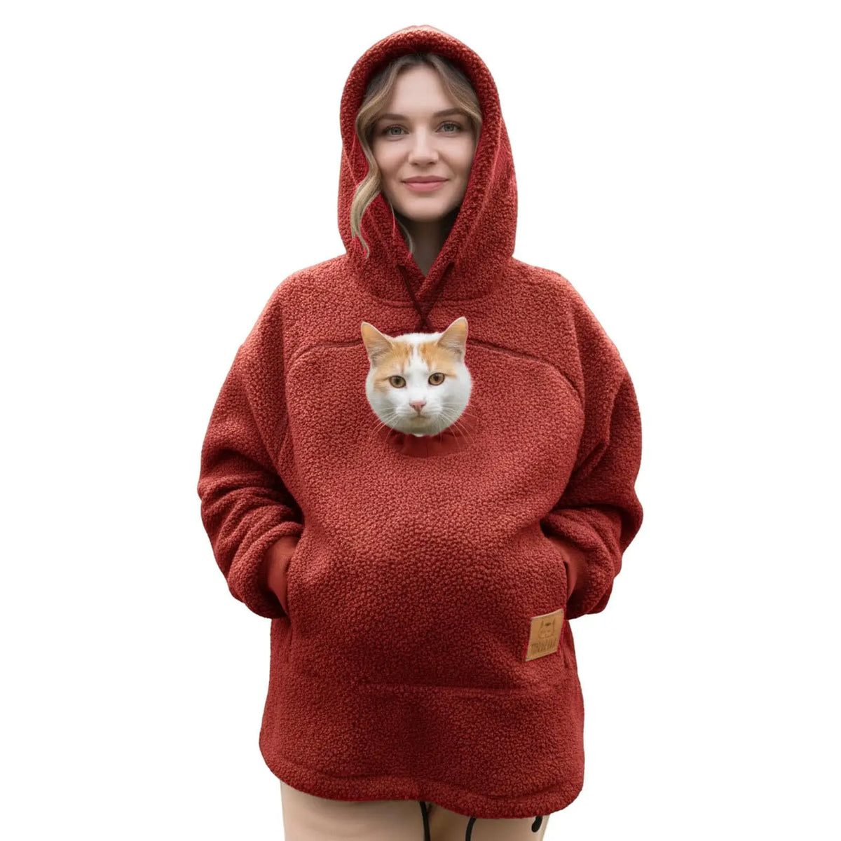 Women’s Fleece Pet Carrier Hoodie – Kangaroo Pouch Cat & Small Dog Jacket