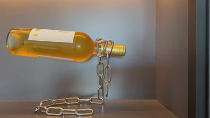 Floating Iron Chain Wine Bottle Holder – Decorative Whisky & Wine Display Stand
